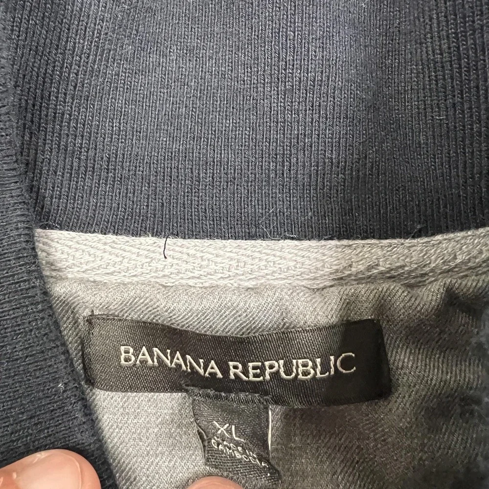 Banana Republic Sweatshirt Mens XL Black Button Cardigan Fleece Casual Preppy